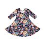 Rainbow Print Cute Toddler Long Sleeves Twirl Dress Boho Dress Elegant Casual Dresses