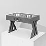 Raiseable Stainless Steel Dog Bowl with Stand Adjustable Elevated Raised Foldable Dog Food Stand Bowl Table with Paw