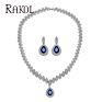 Rakol Sp057 Luxury Teardrop Water Shape Zircon Horse Eye Cz Necklace Earrings Jewelry Set