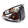 Retro Leather Bracelet Band for Apple Watch Series 6 Handmade Bead Metal Strap for Apple Watch S6 S5 Wrist Belt