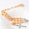 Rosary Bead Necklace Crystal Cross Pendant Necklace Catholic Religious