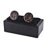 Round Black Wooden Cufflink Set For