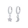 Roxi Zircon Star Moon Charms Drop Earrings Huggies Earrings for Women S925 Silver