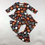 Rts Childrens Boutique Clothing Kids Set T Shirt Bell Bottom Pants Pumpkin Halloween Printing Girls Fall Outfit