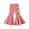 Rts Instock Tiered Baby Girl Flared Denim Pants Kids Jeans Bell Bottom