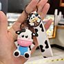 Rubber 3D Soft Pvc Keychain Dairy Cattle Plastic Key Chains Zodiac Cattle Cow Rubber Wristbands Key Chain