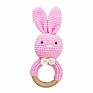 Safety Bpa Free Silicone Baby Wooden Rabbit Crochet Bunny Rattles