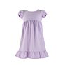 Short Sleeves Blank Embroidered Kids Girls Solid Dress Adorable Smocking Dress with Ruffle