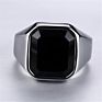 Signet Male Blank Metal Finger Red Stone Ring 316L Stainless Steel Plated Black Gold Men Gemstone Rings