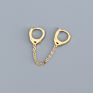 Simple 925 Silver Hip Hop Pure Handcuff Tassel Chain Huggie Hoop Earring
