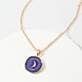 Simple Gold Color Coin Heart Necklace Enamel Stars Moon Heart round Pendant Necklace