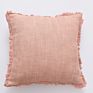 Sipeien Linen Pillow Cover with Fringes Soft Solid Square Throw Pillow Linen Cushion Cover for Couch 18 X 18 Inch