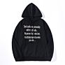 Slogan Print Oversized Long Sleeve round Neck Kangaroo Pocket Drawstring Hoodie Women Pullover Autumn Sweatshirt