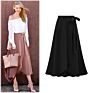 Solid Color Ruffle Elastic Elastic Tie-Waist Large Size High Waist Irregular Mid-Length Long Skirt