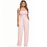 Solid Color Tube Top Wide Leg Jumpsuit One Piece High Waist Women Jumpsuit Pants