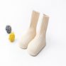 Solid color turn cuff baby booties socks with anti slip