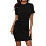 Spring and Women's Skirt Knotted Short-Sleeved Dress