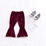 Spring Autumn Girl Solid Velvet Bell Bottoms Long Cotton Kids Pants