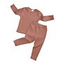 Kids Baby Girls Ribbed Long Sleeve Cotton Kids Lounge Wear Set