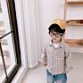 Spring Long Sleeve Casual Cotton Plaid Shirt Boys Kids Plaid T Shirt