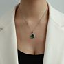 Stainless Steel Green Zircon Emerald Green Jewelry Woman Jewelry Crystal Triangle Pendant Necklace Earrings