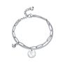 Stainless Steel Queen Elizabeth Gold Coin Chain Ball Bracelet Double Layers Bracelet Bangles for Women