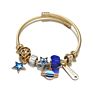 Starry Universe Element Gold Plated Charm Bracelet Planet Moon Pendant Adjustable Stainless Steel Bracelet Jewelry