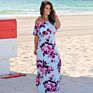 Strapless Tube Top Floral Print Dress Bohemian Stytle Flowing Slash Neck Long Dress