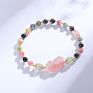 Strawberry Crystal Pixiu Charm Elastic Garnet Tourmaline Beaded Bracelets for Women and Girls