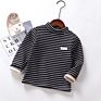 Striped Kids Tops Baby Girls T-Shirt High Neck Turtleneck Pullover Children Clothing 3-10Y Boys Warm Long Sleeve Tees