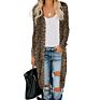 Style Fall Casual Leopard Knit Maxi Long Cardigan for Woman