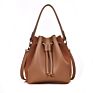 Style Pu Leather Drawstring Bucket Bag Leisure Lady Handbag