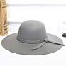 Style Woollen Hat Big Brim Buckle and British Pu Leather Belt Fedora Hat for Ladies