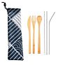 Sustainable Bamboo Eco Organic Travel with Carrying Pouch Spoon Knife Fork Cutlery Set