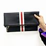 Three Colors Are Available Stripe Ribbon Vegan Leather Pu Pouch Cosmetic Bag Make up Clutch