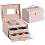 Three Layer Pu Leather Ornament Box Double Drawer Jewelry Box Princess Jewelry Storage Box