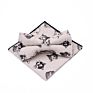 Tie Gift Box White Dress Mens Neck Printed Bowtie Adjustable and Pocket Square Set Linen Bow Ties