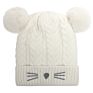 Toddler Cat Embroidery Kids Beanie with Furry Lining