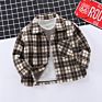 Toddler Little Boys Girls Baby Thick Warm Long Sleeve Coat Plaid Flannel Cotton Brushed Casual Button down Shirts