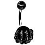 Toposh 14G Stainless Steel Belly Bars Skull Hand with Gem Ball Fixed Navel Belly Button Rings Piercing Jewelry