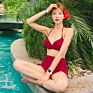 Tow Piece Bikini Beachwear High Waist Front Twisted Halter Swimsuit Women Solid Swimwear