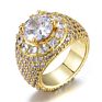 Trend Brass Diamond Bling Gold Plated Iced Out Cubic Zircon Brass Cuban Link Chain Gold Plated Finger Bling Ring