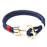 Unisex Couple Handmade Jewelry Multi Double Layer Woven Nylon Rope Hook Gold Plated Anchor Rope Bracelet