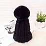 Velvet Hat Cap Women Knitting Cap Faux Fur Pompoms Beanie Hat