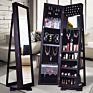 Vintage Furniture Wood Style Full Length Standing Mirrored Jewelry Cabinet Designs for Small Living Room