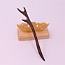 Vintage Retro Chinese Black Wooden Sandalwood Carved Long Horn Fork Pen Hairpin Wood Chopsticks Hair Sticks Pins Picks for Women