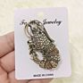 Vintage Rhinestone Shrimp Brooches Women Alloy Sparkling Animal Casual Party Brooch Pins Gifts