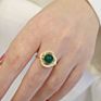 Vintage Stainless Steel Jewelry Natural Jade Bridal Jewelry Set Micro Paved Cz Green Gemstone Emerald Necklace Ring Earrings Set