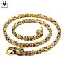 Vintage Width 316L Stainless Steel Lion Head Byzantine Chain Necklace for Men Jewelry