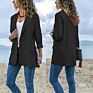 W0088 Women's Casual Blazer Long Sleeve Open Front Work Office Blazer with Pockets Solid Color Coat